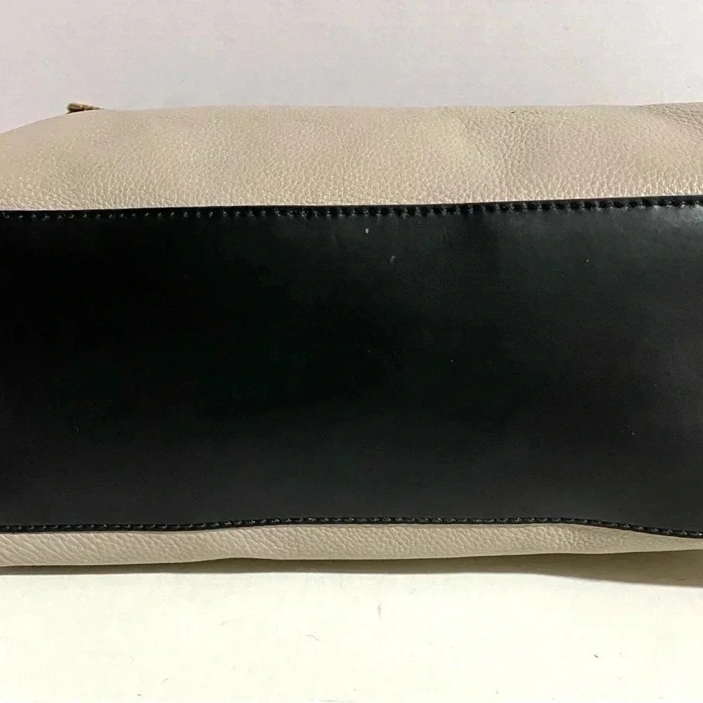Kate spade grey white black leather satchel handbag